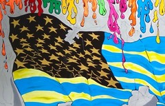 LGBT Art PAINTING „AMERICAN PRIDE“ Chromatic US Flag Original by Artist . UNIQUE