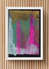 ACEO/ ATC Abstract Pink and Gold Gouache OOAK Original Art SaraClaireArt