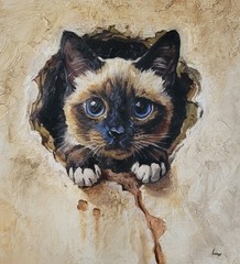 Original Cuban Art Painting by Yosvany Arango cat