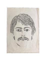Ink Drawing Male Portrait Obsieger Class 1966 Phantastischer Realismus Austria