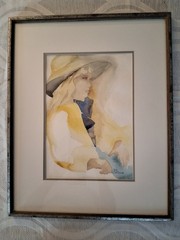 Watercolor artwork by artist Signed ann carlson Framed matted X Bonus Inside