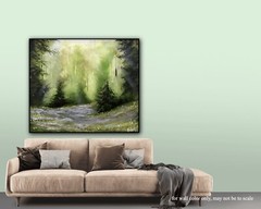 Original Acrylic Landscape Painting 12×14″ Deep Forest Path Wall Art