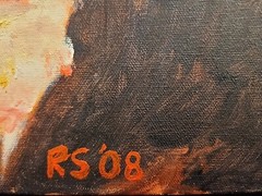 RS SIGNED PAINTING OIL ON CANVAS ’80 36×24 LGBTQ ORIGINAL CONTEMPORARY POP ART