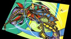 Original Abstract Abstract Fish Art Artist Direct, BEAUTIFUL DESIGN, Must See NR
