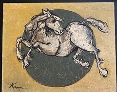 Gloria Stoll Karn Vintage Original Painting Horse on Canvas Signed