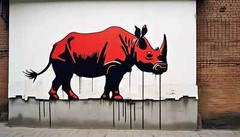 Rhino Street Art ST13 Documentary Photography Jo Paffy 90x50cm Canvas/Pop Art