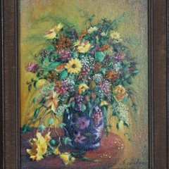 „Painted Vase with Flowers“ Anthony Sidoni Vintage Original Floral Oil Painting