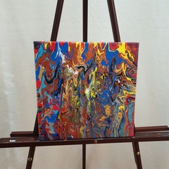 Original 12″x12″ Abstract Acrylic Fluid Art Pour Signed Painting (See Video)