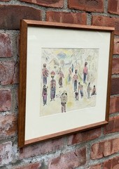 Russian American Woodstock NY Artist Eugenie Gershoy Signed W/C. Village Scene