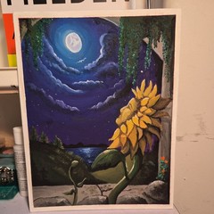 Hand Painted Oil On Canvas, A Wish beneath the Moon