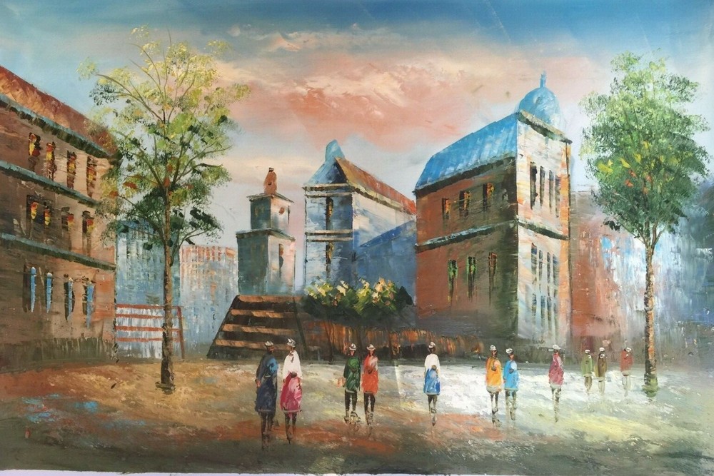 Original Oil Painting City 24 x 36 Inches #19