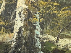 Vintage Signed Oil Painting Impasto Landscape 24×20 Framed MCM