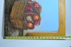 Original Acrylic Art Painting- Vintage- Basket of Fruit on Window Shelf 16 x 20