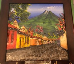 Vintage GUATEMALA Original PAINTING & Wooden Framed KEY RACK Signed Hand Crafted