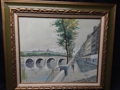 City River Walkway View Oil Painting on Canvas signed Z annin large frame 32×28