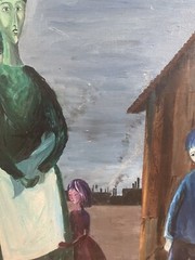 Vintage Marty Frankel Artwork Painting Social Realism Expressionism Somber