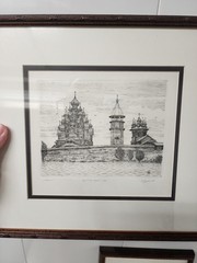2 Original Etching Kizhi Island Church of Transfiguration Russia Signed Limited
