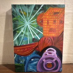 Original Abstract Acrylic Painting on Canvas Colorful Geometric Design