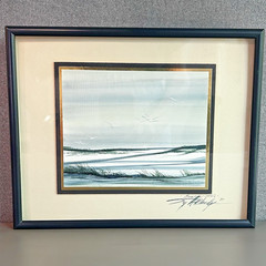 Original Small WaterColor Coastal Ocean Gulls „Beautiful Life“ ’84 Artist Signed