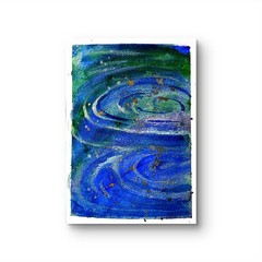 Colorful Water Ripples Abstract Impressionist Original Watercolor 5×7 Signed.