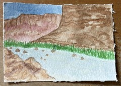ACEO original, watercolor desert Grand canyon landscape whitebeardesigns743