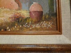 Western Oil Painting by W. Zeller-Adobe Houses-American West