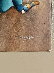 J. Roybal Soccer Players Signed Oil Painting 8×10