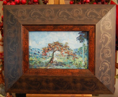 FRAMED ORIGINAL OIL FRAMBOYAN PALMS AND COUNTRY SCENE CUBA ARTIST: HECTO VIDAL