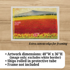 Extra Large Flower Field Oil Painting Impasto Landscape Tuscany Style Textured