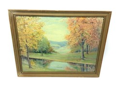 Original Landscape Foliage Art New England Unsigned Painting Unknown Artist