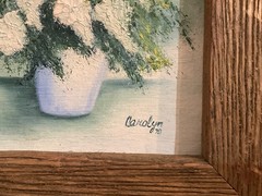 Vintage Original Miniature Floral Abstract Painting Signed ‘78 Framed 5×6”