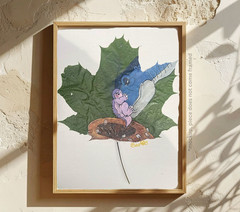 Original Real Leaf Painting – Little Foot, Land Before Time – BeaKOAfineart