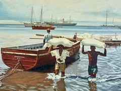 Alfred Bowman 1892-1963 Tampa Florida “Unloading Cargo” Original Oil Painting