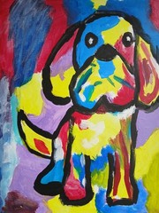 Abstract/Expressionism 11×14 Colorful Dog One of a Kind Street Art Painting