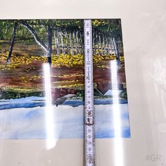 Watercolor Nesseby at Varangerfjorden signed 1990 F. Hässler with picture frame