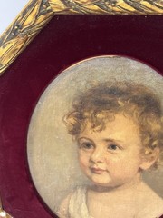 Antique Oil Painting Of Boy 1918 Montreal Canada Frame 21” By 18”