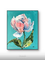 Original Acrylic Abstract Palette Knife Flower Painting 11×14 Signed Canvas Art