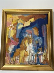 CATHERINE POIRIE PAINTING MODERNIST CAFE RESTAURANT SOICLA SCENE FRENCH FRANCE