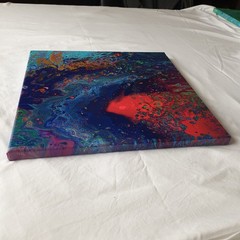 Original 12″x12″ Abstract Acrylic Fluid Art Pour Signed Painting (See Video)