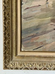 GABRIELE DAUBE ANTIQUE BALLERINA GIRL OIL PAINTING VINTAGE BALLET DANCER 1940s