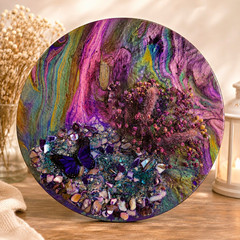 Purple Butterfly Resin Wall Art – Handcrafted Floral & Crushed Glass Décor-12in