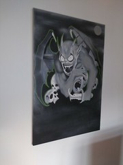 Gargoyle PaintI ng on Large 24 X 36 Inch Canvas – Artist MAKE$ – Original