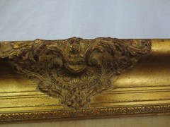 Antique Oil Red Geraniums By M Clark Perkins Signed Gold Gilt Gesso Frame