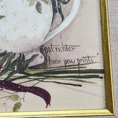 Pat Richter “Bear Paw Prints” Framed Art Flowers Vase Basket Kitchen Decor