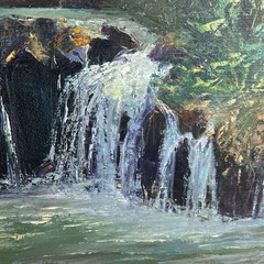 Joan Gibbons „Queen Liliokalani Falls” Hawaii Original Oil On Canvas 1970s