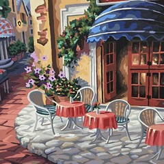 Buon Appetito Finished Acrylic Paint By Number 20×16 Italy City Restaurants Flaw