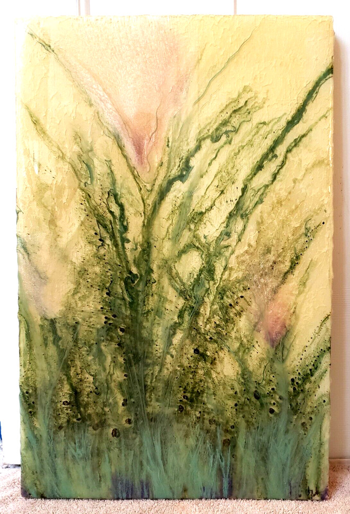 Abstract Acrylic Christina Lask 13 x 20 MOTHER’S PRIDE Liquid Stone Fusion Art