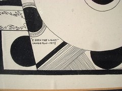 Modernist Black and White Painting „I Seen The Light“ Langston 1974
