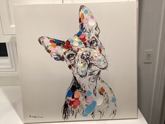 Acrylic French Bulldog Canvas Painting Funky Frenchie Wall Art 28×28 (pair of 2)