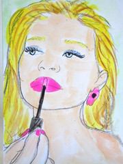 ACEO Women In Fashion – BLOND GLAMOUR GIRL Painting ART